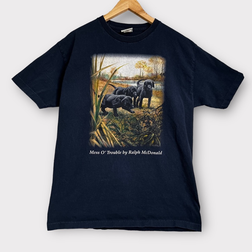 Ralph McDonald Mess O’ Trouble Wildlife Dog Print Graphic Tee Shirt